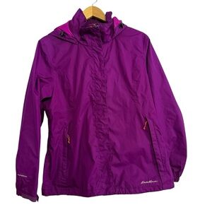 Eddie Bauer Women's Purple Zip Front Weatheredge Jacket Size Large Hooded Coat
